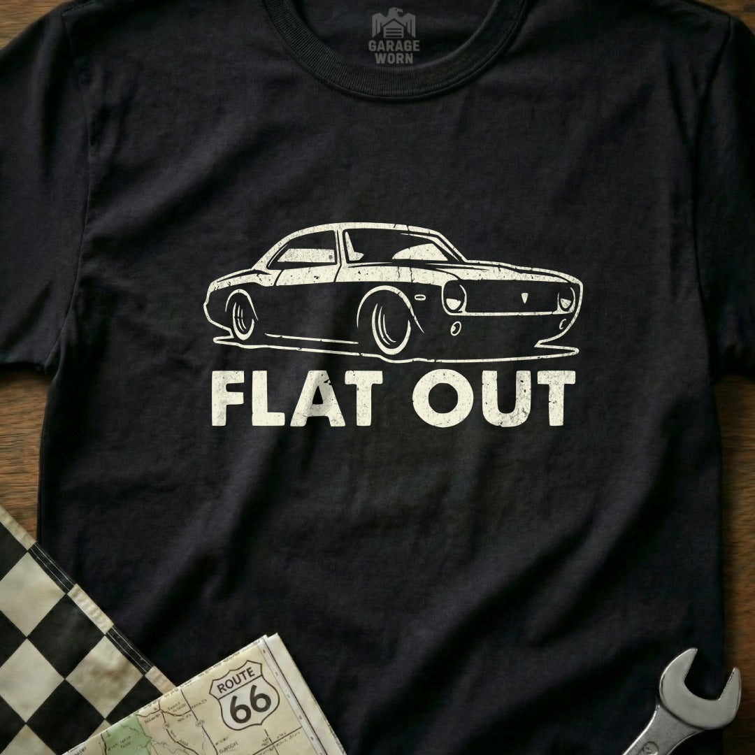 Flat Out Classic Car Graphic Black T-Shirt