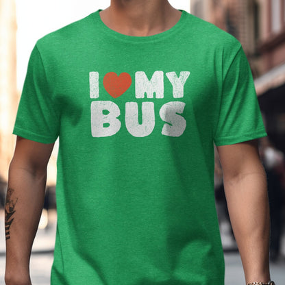 I Love My Bus Print Green T-shirt Casual Wear product type