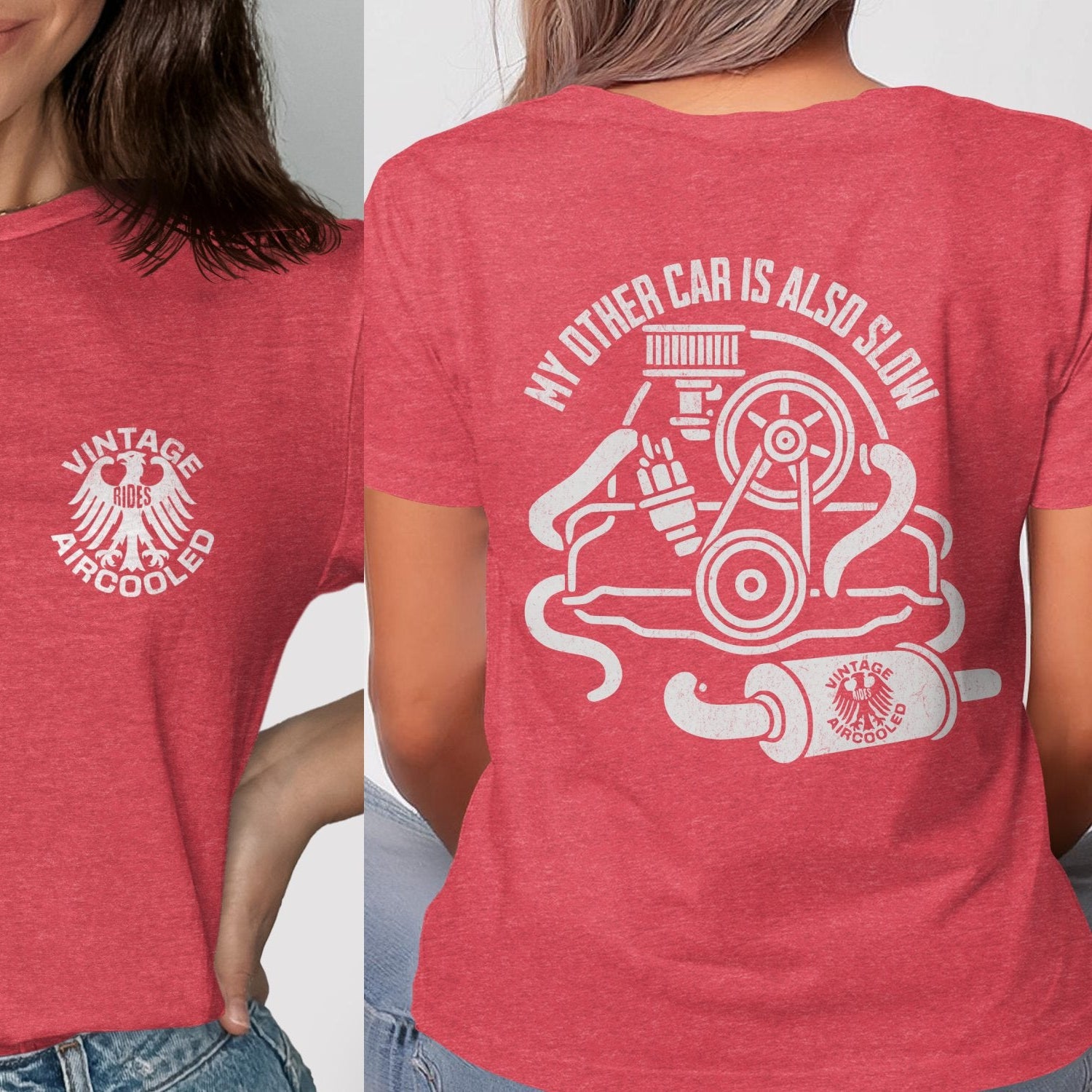 Vintage Aircooled Car Graphic Design Red Shirt product type