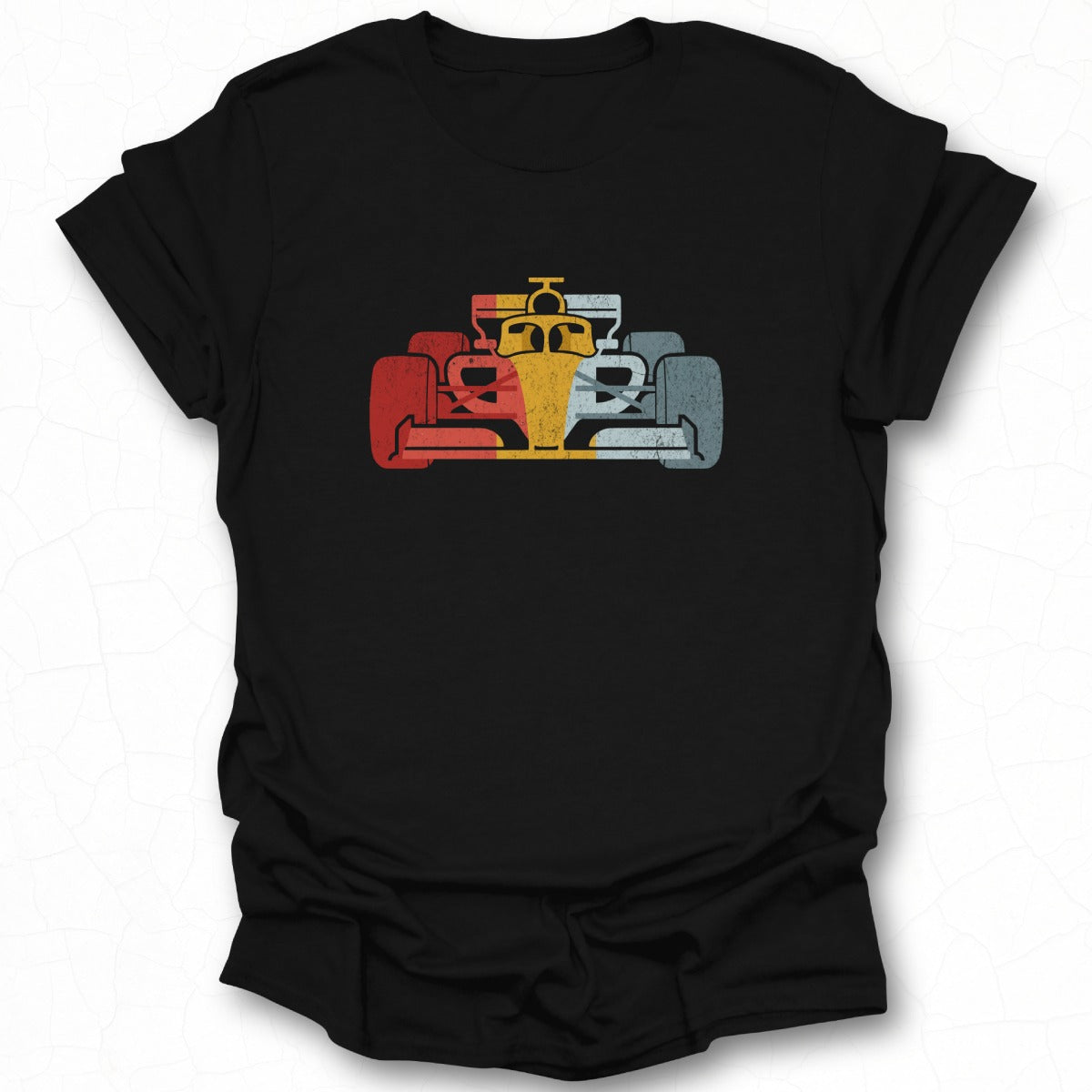 Colorful Racing Car Graphic T-shirt for Motorsport Fans