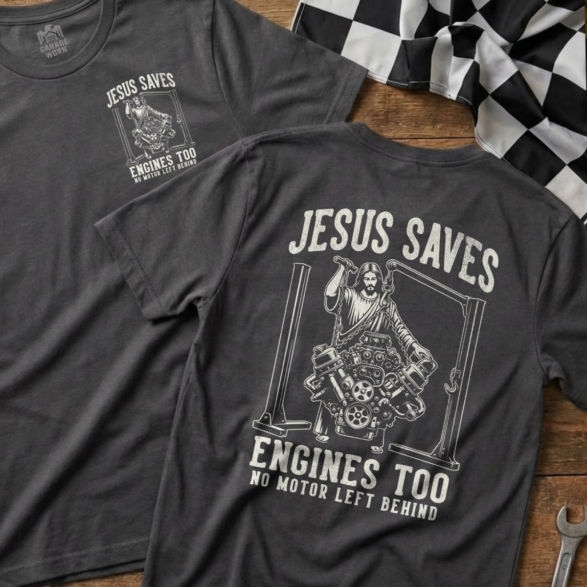 JESUS SAVES ENGINES TOO NO MOTOR LEFT BEHIND product type
