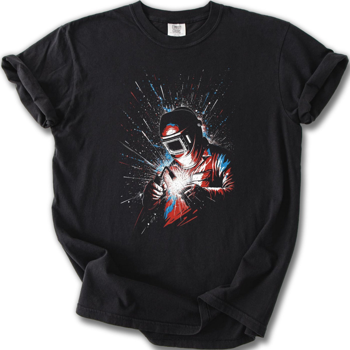 Retro Astronaut Welding Graphic Tee Shirt Product