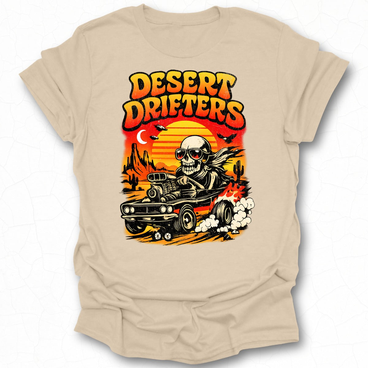 Desert Drifters Skull Hot Rod Graphic T-shirt
