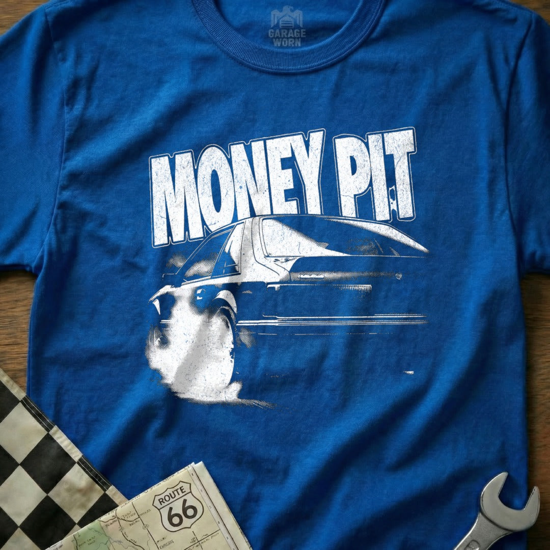Money Pit Car Graphic Printed Blue T-Shirt