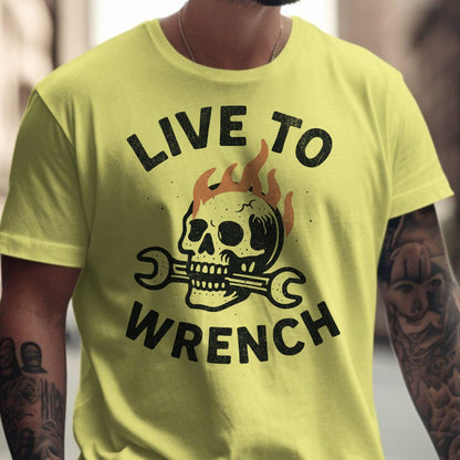 Live to Wrench Skull Graphic T-Shirt