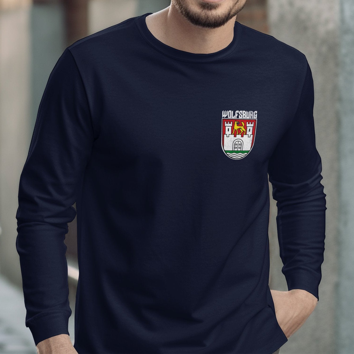 Wolfsburg Crest Navy Blue Long Sleeve Shirt product type