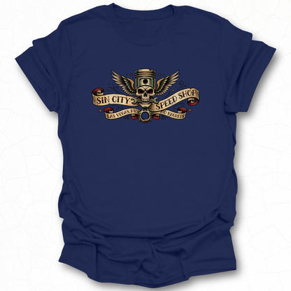 Sin City Speed Shop Las Vegas Motorcycle Engine Shirt