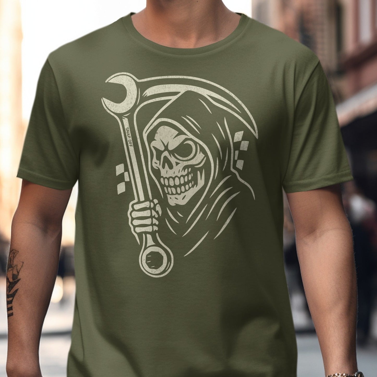 Grim Reaper Holding Wrench Graphic Tee product