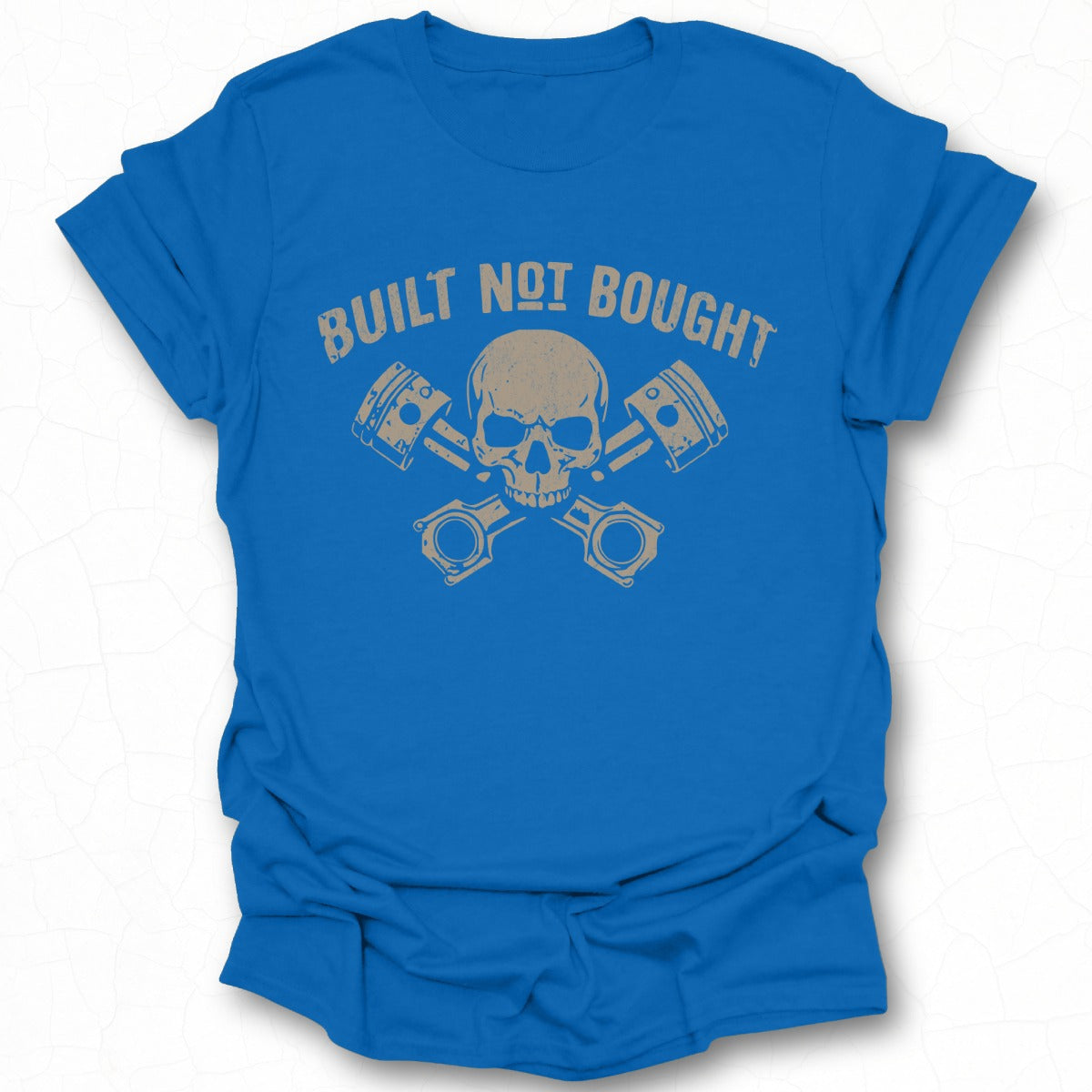 Built Not Bought Skull Design Blue T-Shirt Product