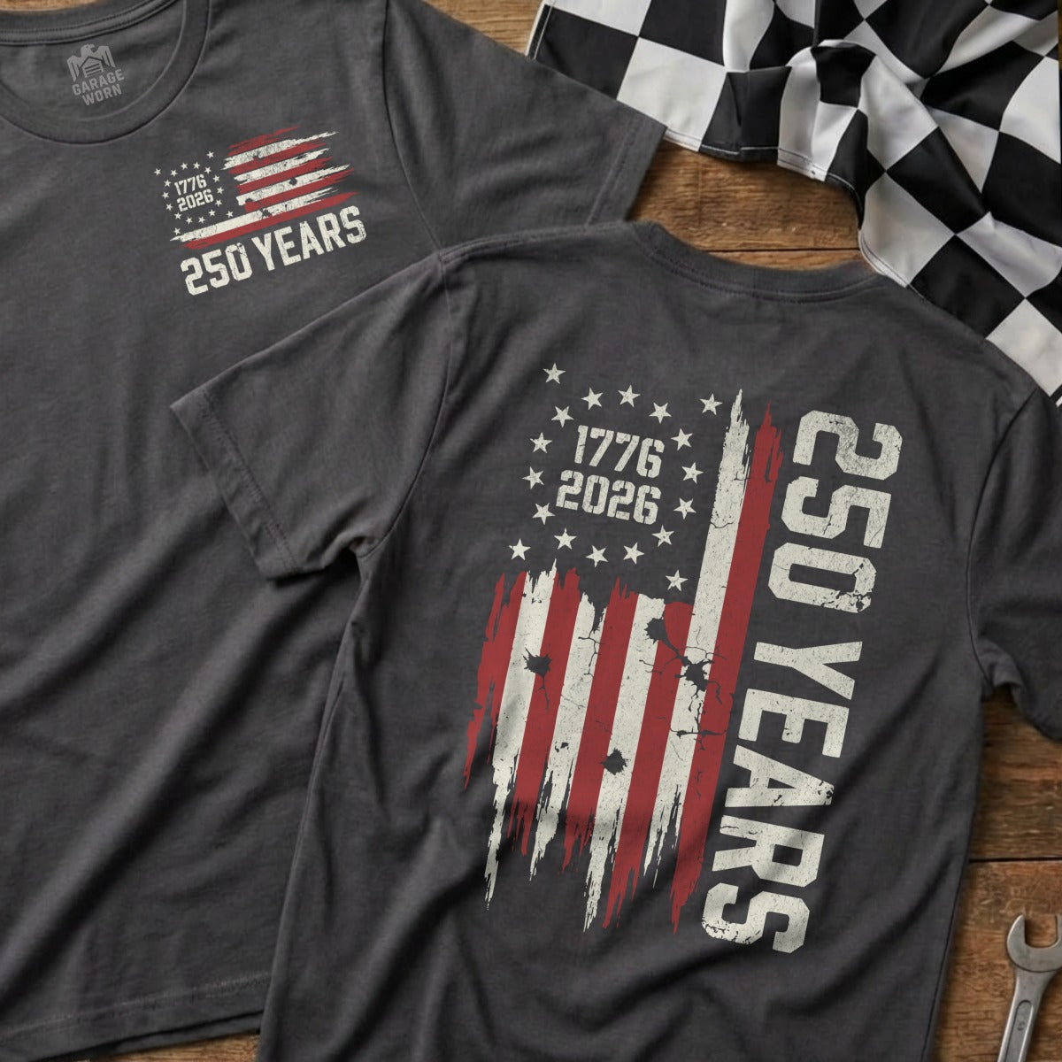 Patriotic 1776 2026 250 Years American Flag product type
American Flag
Patriotic
1776
2026
250 Years
Independence
USA
Distressed Flag
Vintage Design
Commemorative
Anniversary
TShirt
Graphic Tee
Fourth July
National Pride
Stars Stripes
Historical Design
American Heritage
Freedom
United States