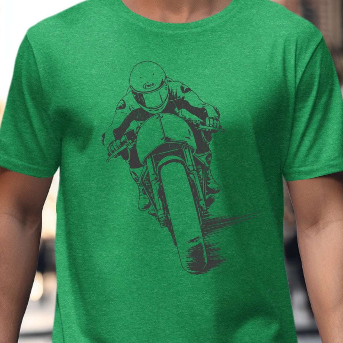 Motorbike Rider Graphic Green T-Shirt product type