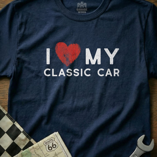 I Love My Classic Car Graphic Tee Shirt