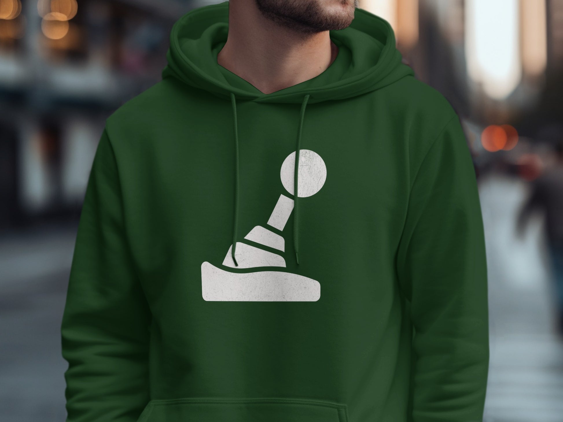 Green Hoodie with Unique Abstract Graphic Design