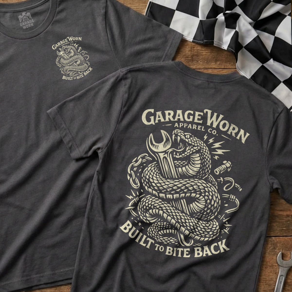 Garage Worn Apparel Co Built To Bite Back Snake Wrench product type