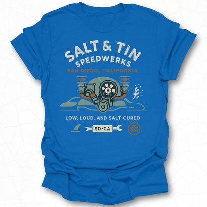 Salt and Tin Speedwerks San Diego California T-Shirt