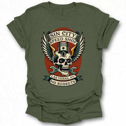 Sin City Speed Shop Las Vegas NV No Regrets Shirt