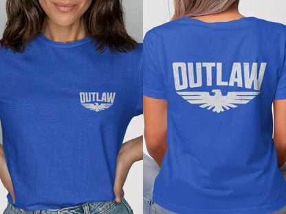 Outlaw Eagle Logo Blue Graphic Tee Shirt Product