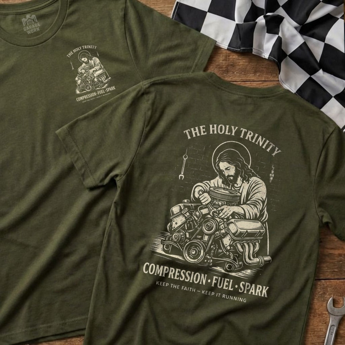 THE HOLY TRINITY COMPRESSION FUEL SPARK product type

Holy Trinity
Compression Fuel Spark
Jesus Mechanic
Car Engine Art
Automotive Faith
Christian Apparel
Mechanic Gift
Garage Worn Brand
Hot Rod Culture
V8 Engine Graphic
Inspirational Quote
Keep The Faith
Keep It Running
Auto Enthusiast
Racing Themed
Vintage Auto
Retro Design
Unique Graphic
Religious Auto
Spark Plug Art