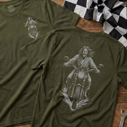Jesus Riding Motorcycle Illustration T-shirt product