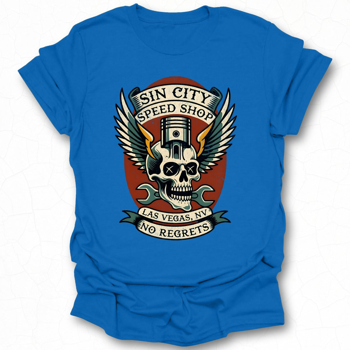 Sin City Speed Shop Skull with Wings T-Shirt