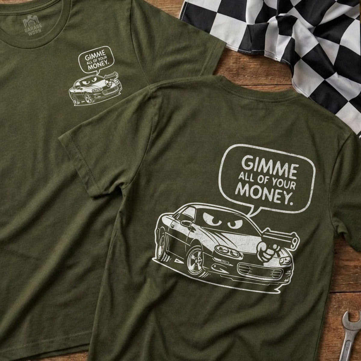 Gimme All Of Your Money Angry Car Graphic product type
Car Enthusiast, Automotive Humor, Funny Car Graphic, Gimme Money Shirt, Angry Car Design, Camaro Illustration, American Muscle, Cartoon Car Art, Auto Culture Wear, Racing Lifestyle, Unique Vehicle Tee, Statement Graphic, Car Lover Gift, Garage Worn Apparel, Olive Green Tee, Graphic Novelty, Humorous Automotive, Street Racing Theme, Pop Culture Car, Performance Car