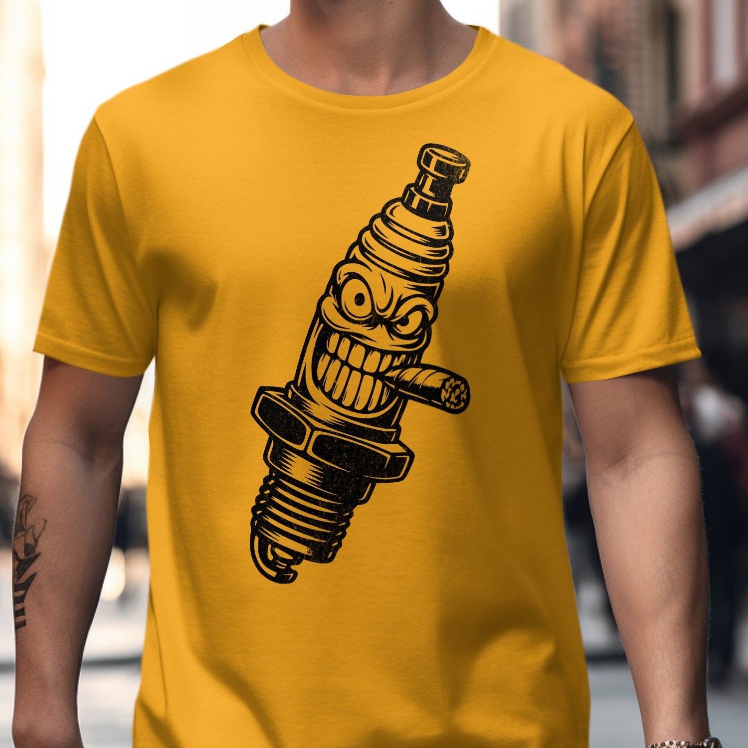 Spark Plug Cartoon Smoking T-shirt product type