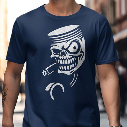 Skull Cigarette Navy Blue Graphic Tee product type