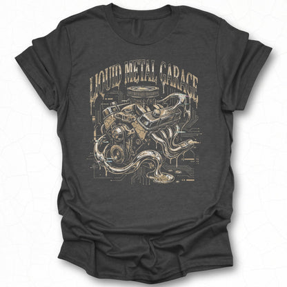 Liquid Metal Garage Engine Circuit Graphic T-Shirt