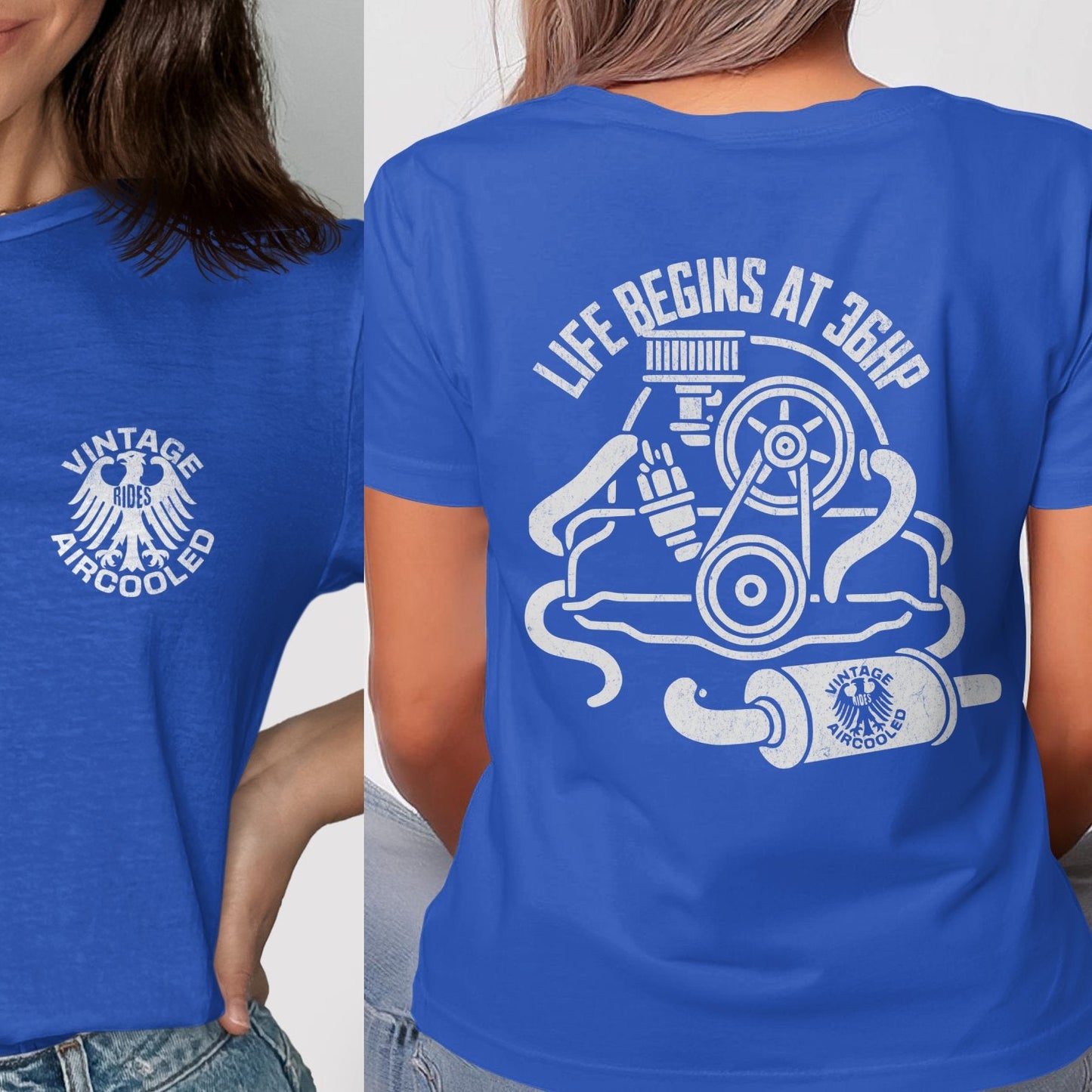 Vintage Aircooled Life Begins at 36HP T-Shirt product