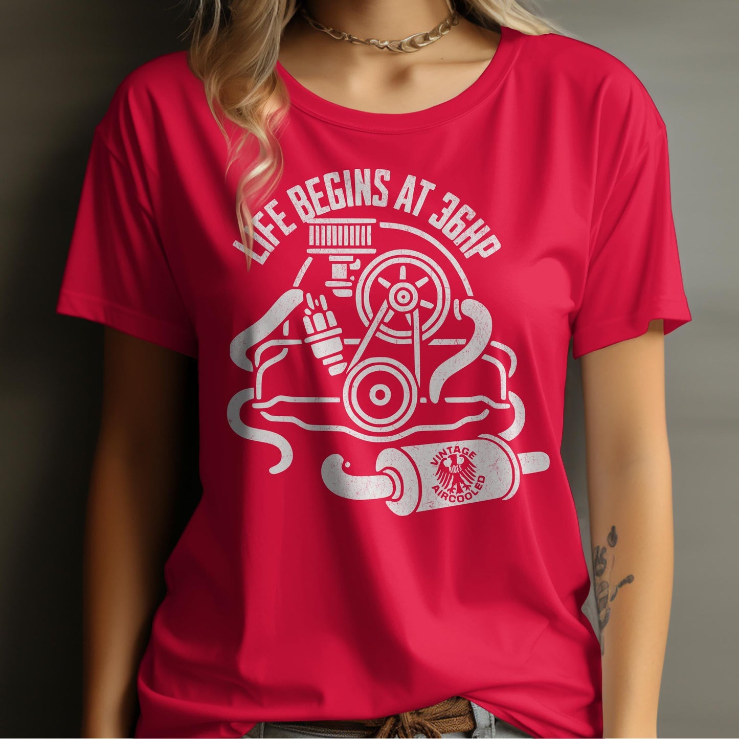 Life Begins At 36HP Graphic Red T-Shirt product type