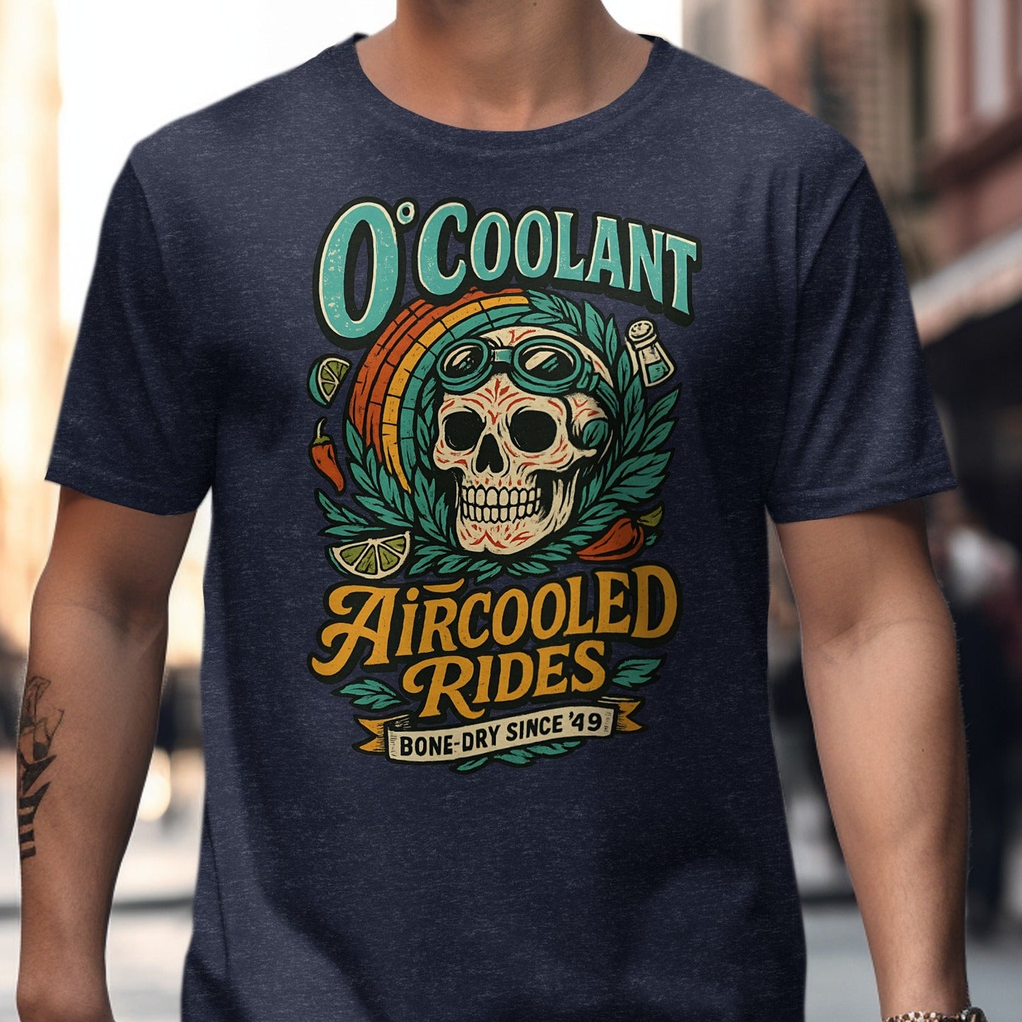 Retro Skull Design O'Coolant Aircooled Rides T-shirt