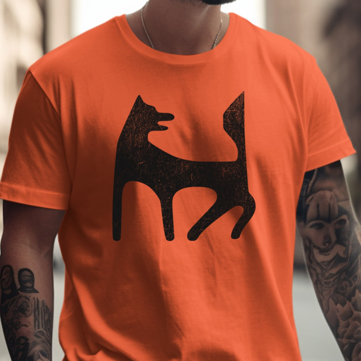 Orange T-shirt with Artistic Dog Graphic product type