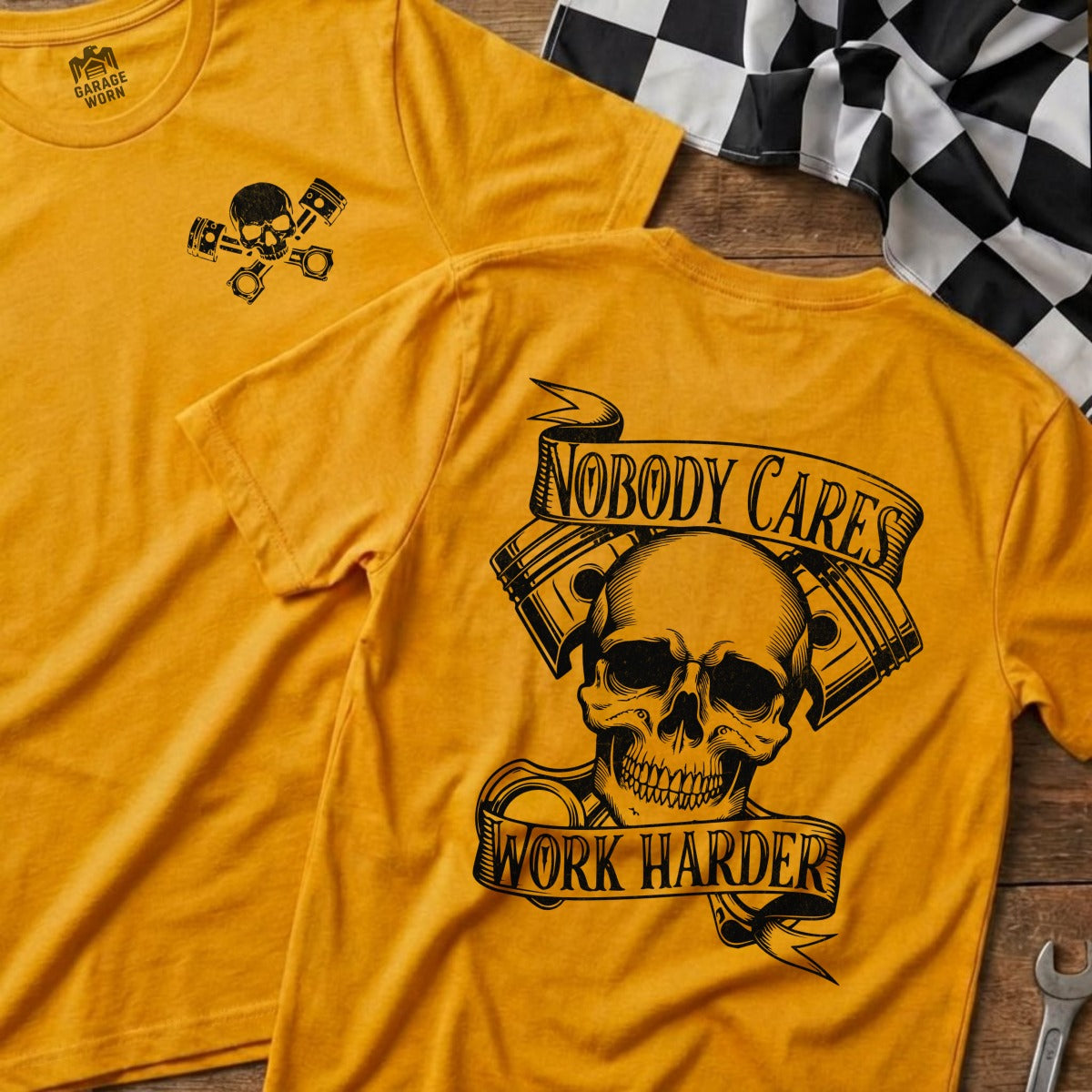 Nobody Cares Work Harder Skull Design T-Shirt