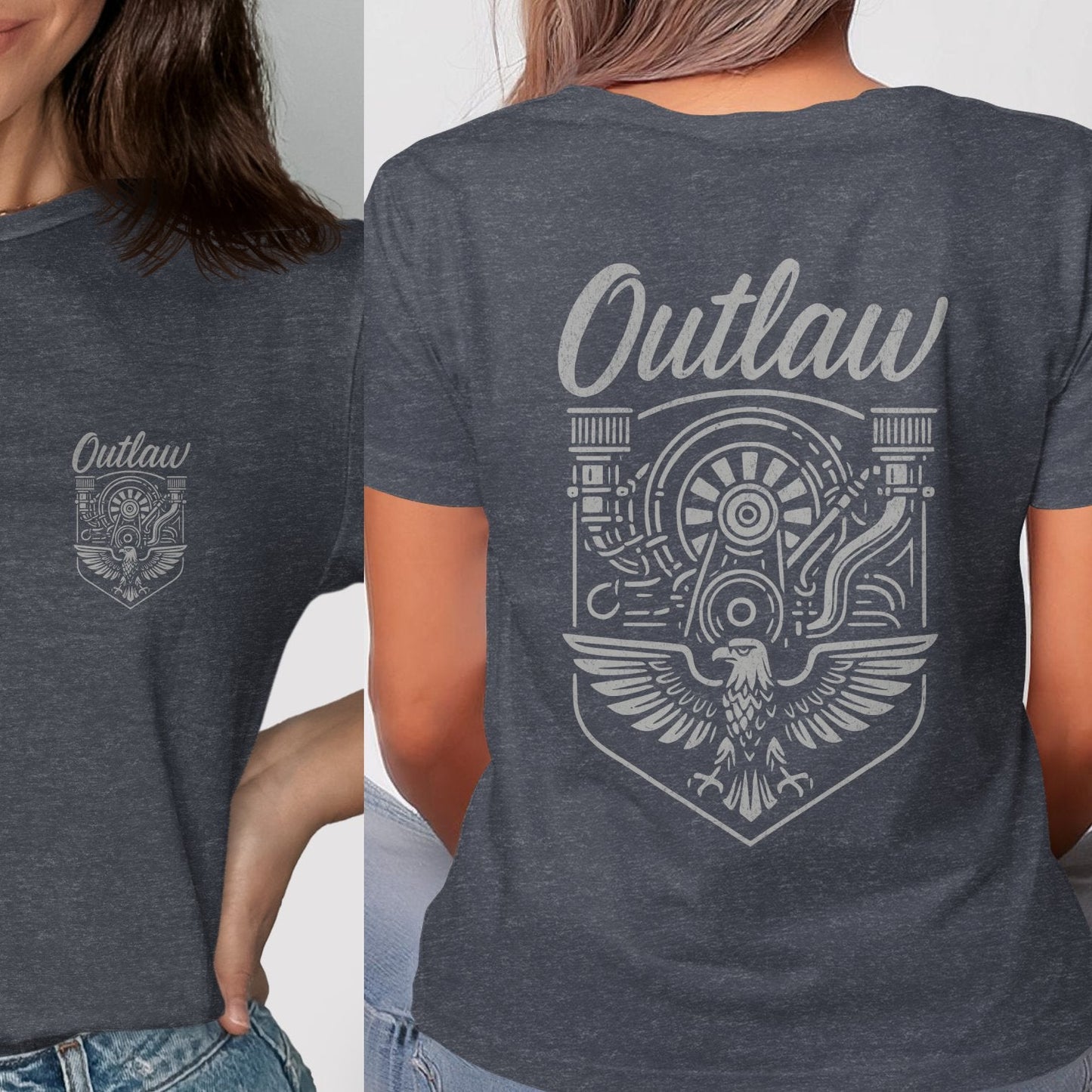 Outlaw Graphic Tee with Eagle and Engine Design product