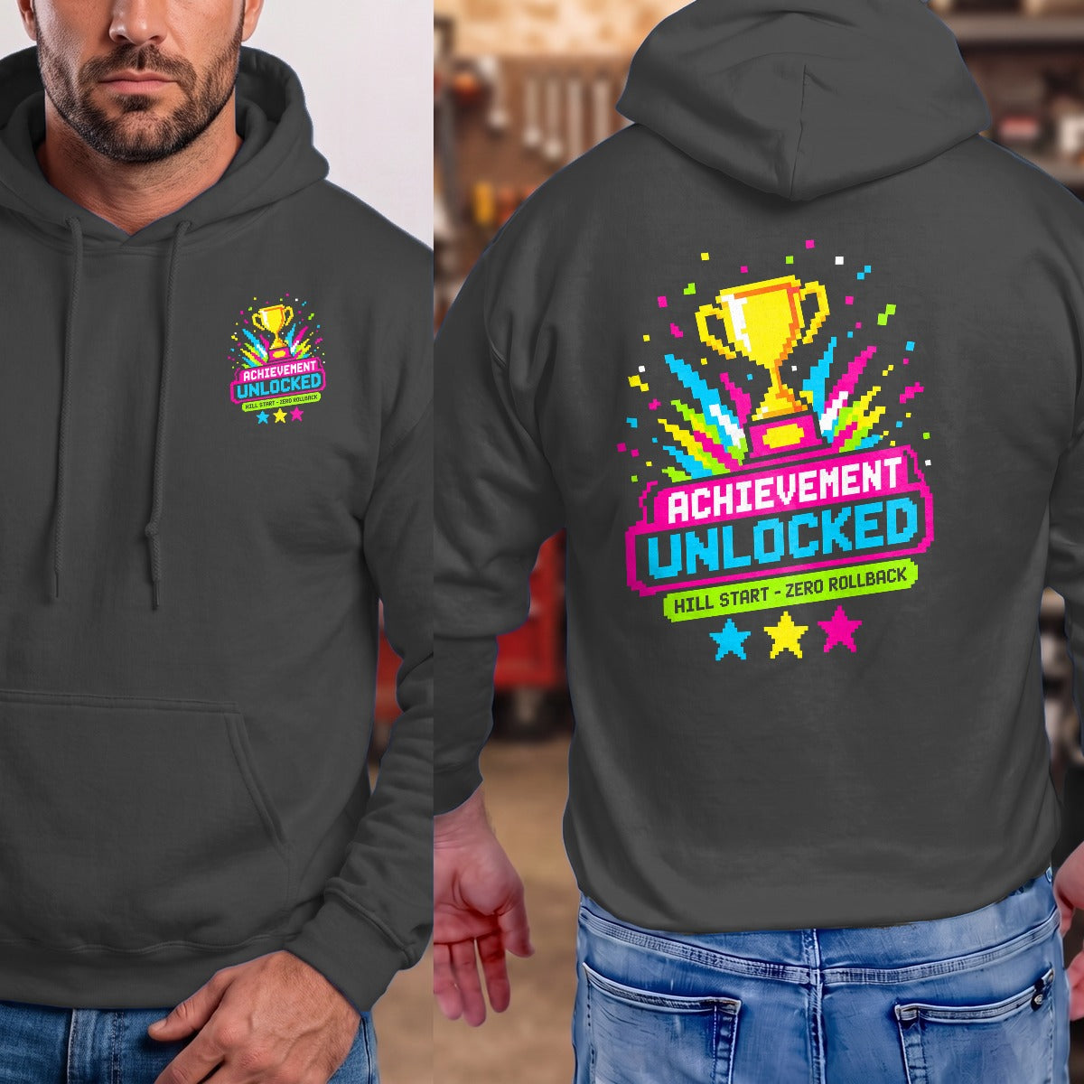 Dark Heather | Left Chest + Back