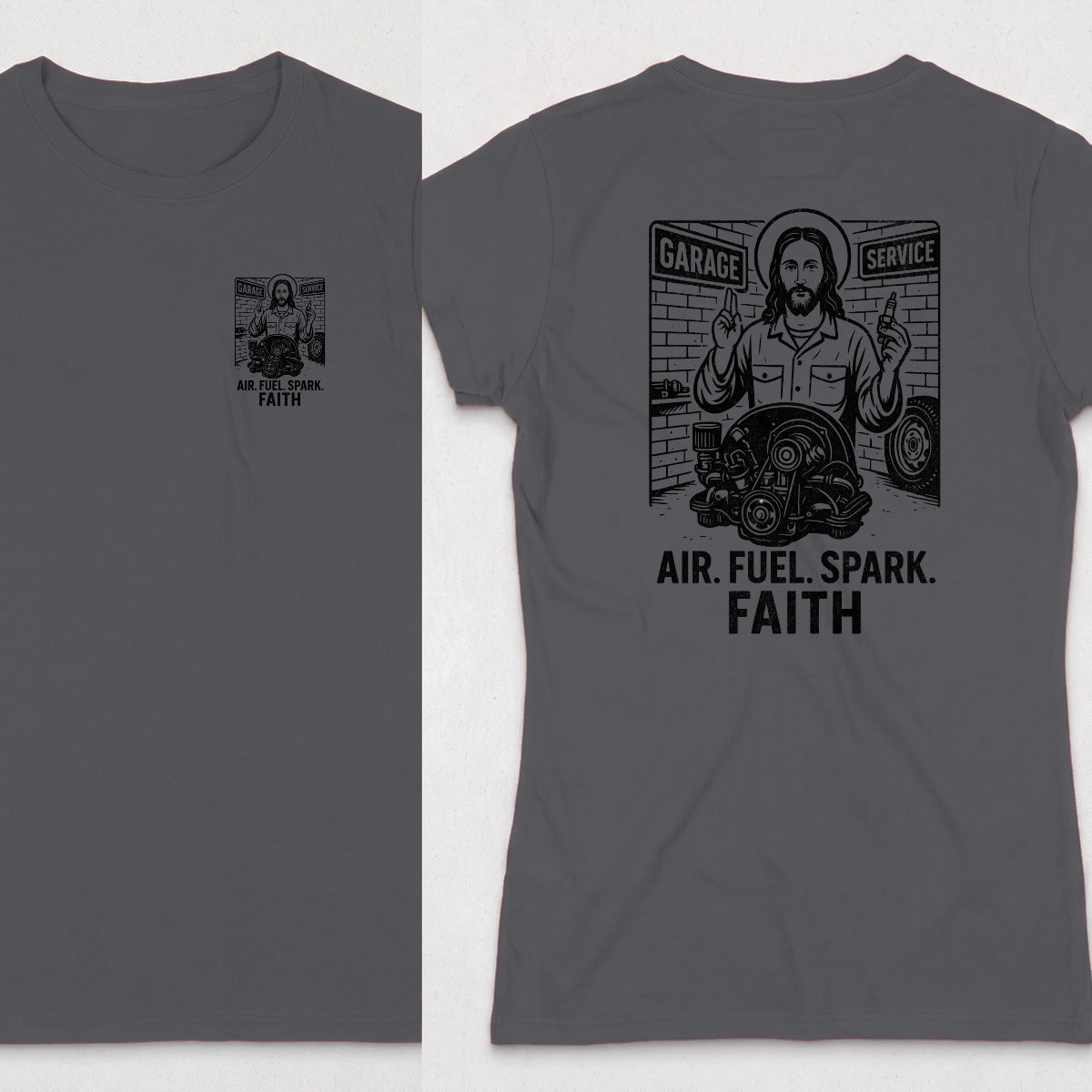 Dark Heather | Left Chest + Back
