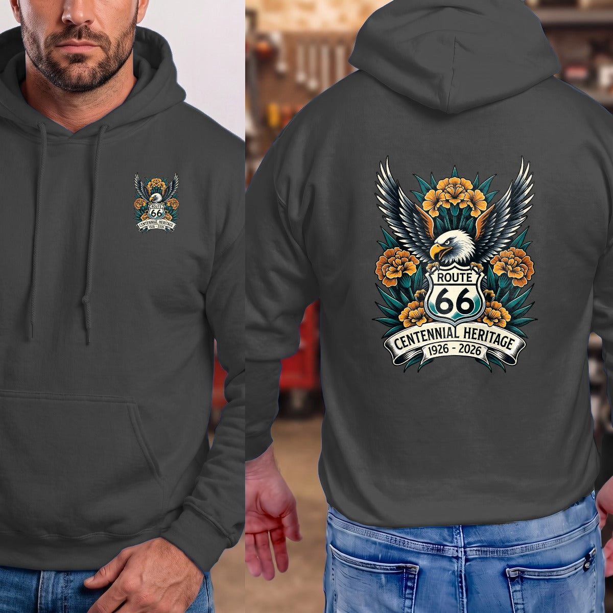 Dark Heather | Left Chest + Back