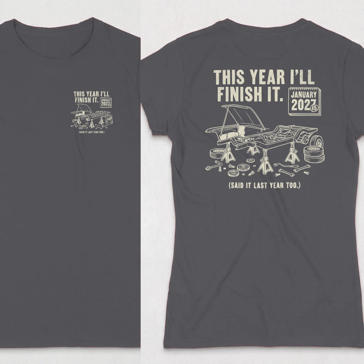 Dark Heather | Left Chest + Back