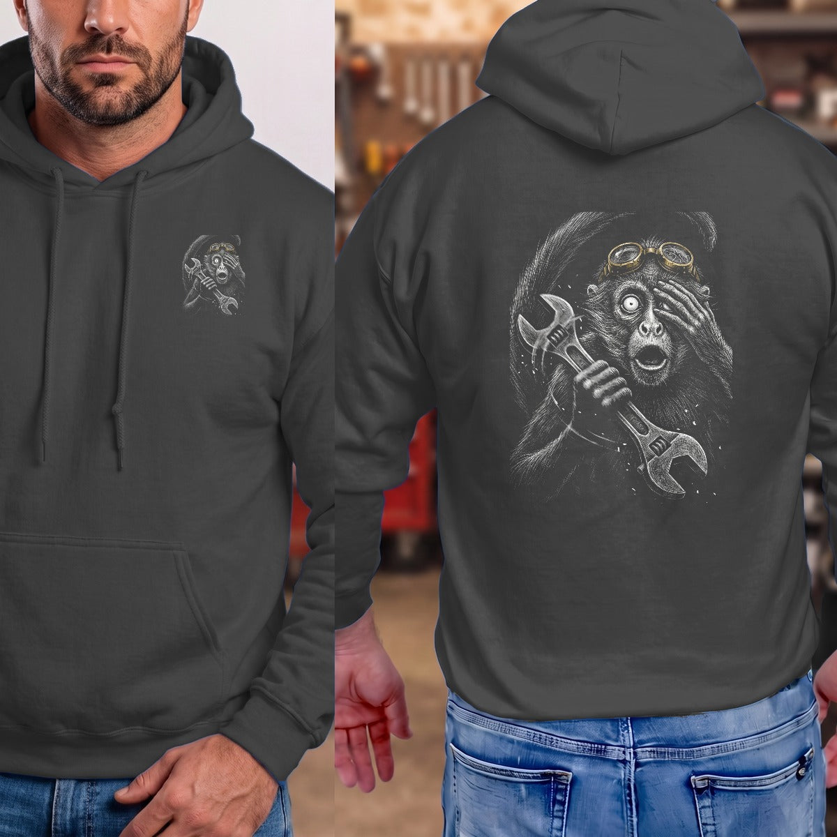 Dark Heather | Left Chest + Back