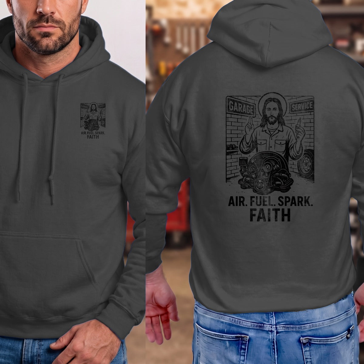 Dark Heather | Left Chest + Back