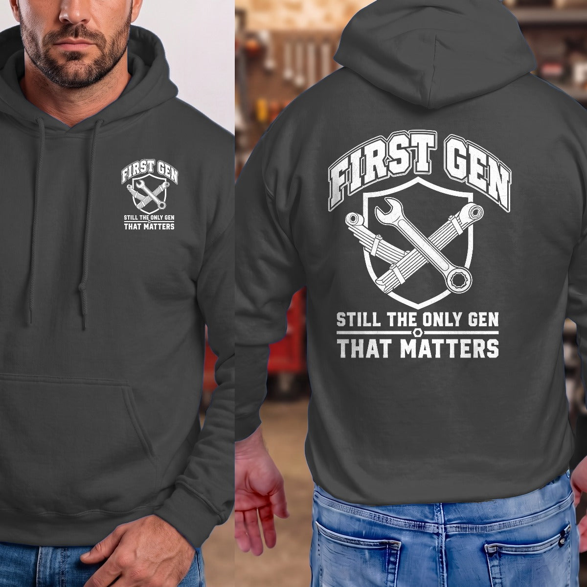 Dark Heather | Front & Back