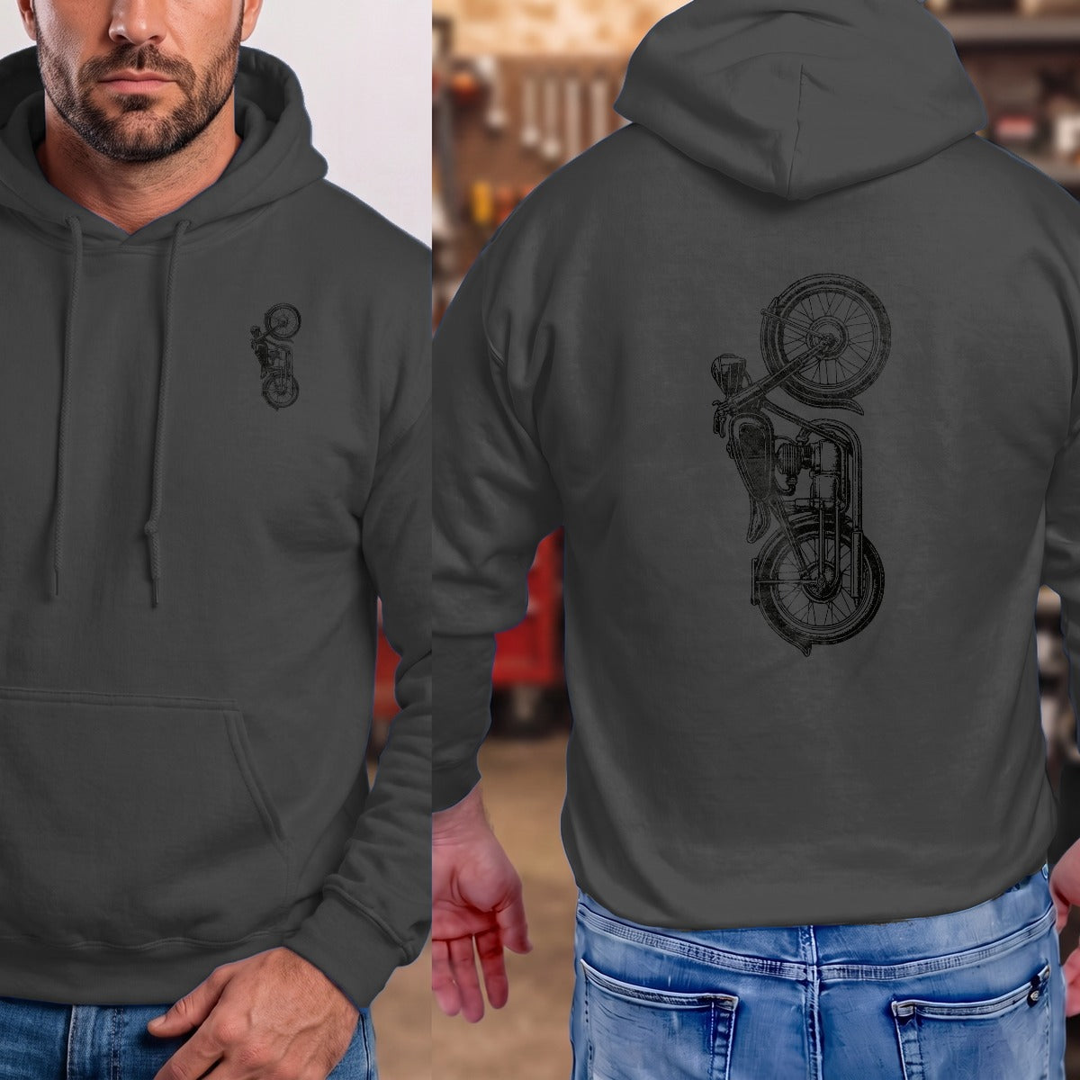 Dark Heather | Left Chest + Back