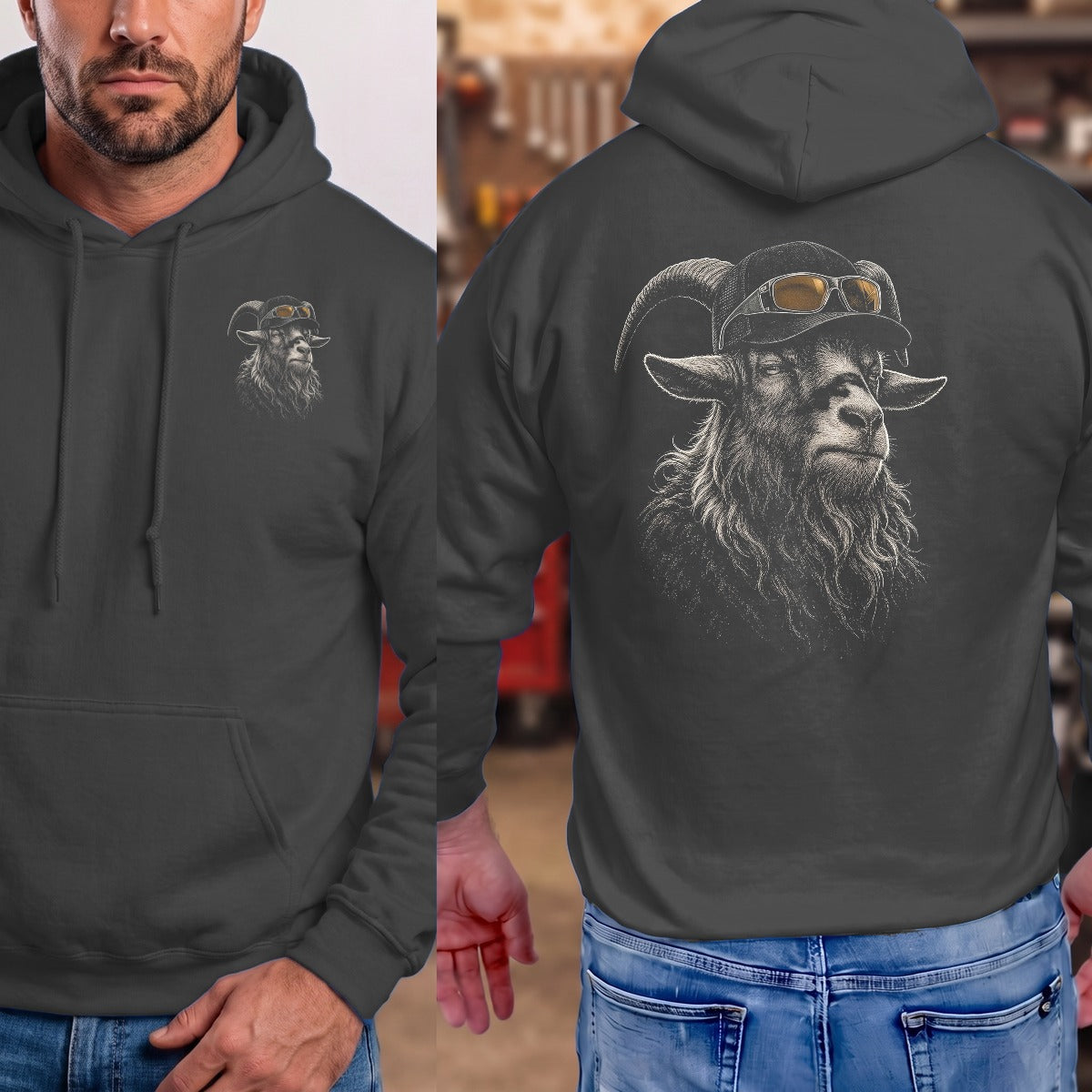 Dark Heather | Left Chest + Back