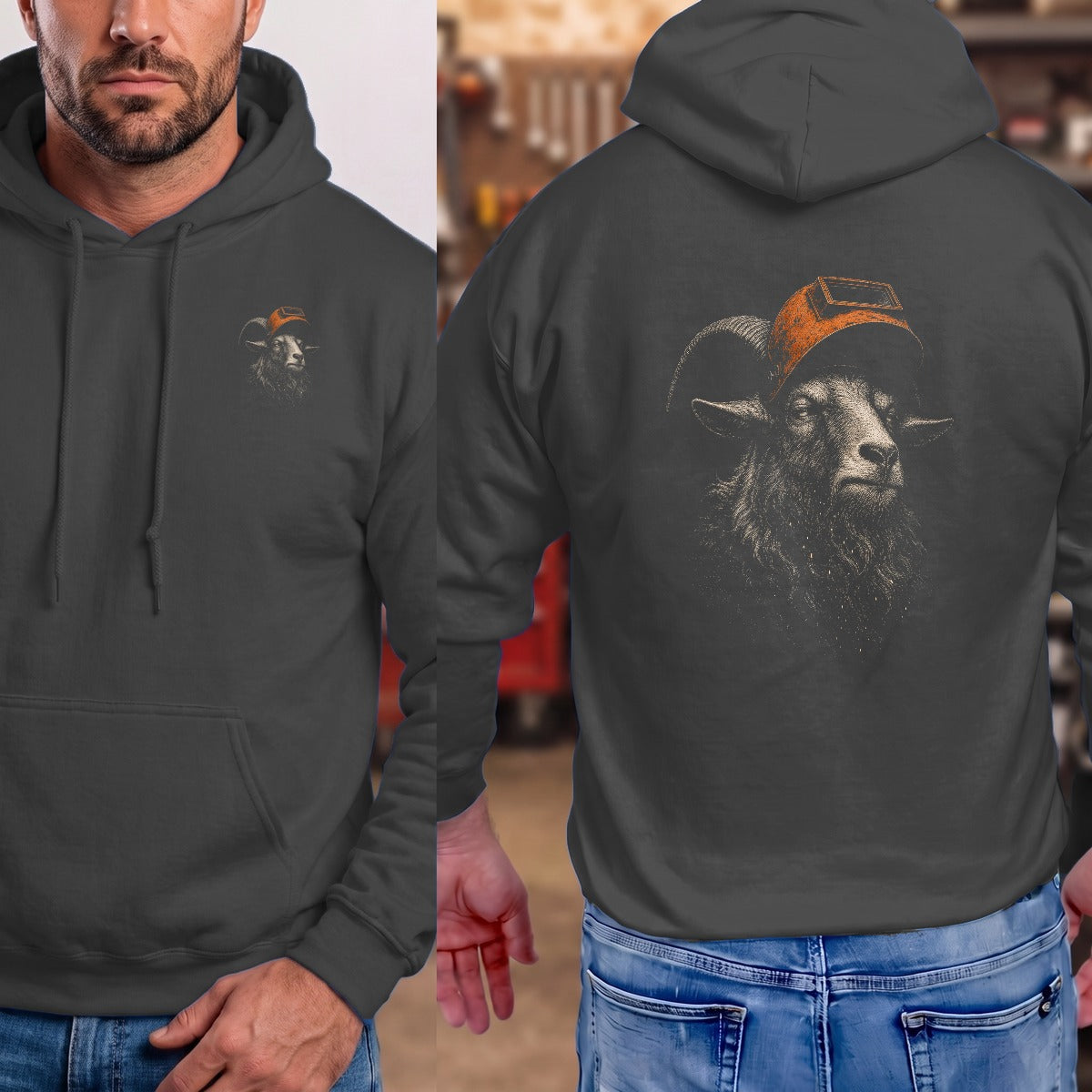 Dark Heather | Left Chest + Back