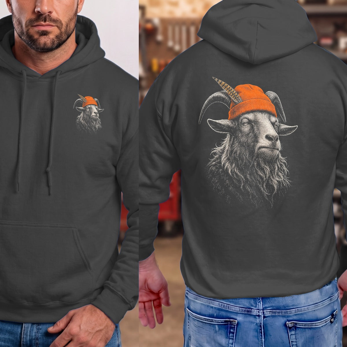 Dark Heather | Left Chest + Back