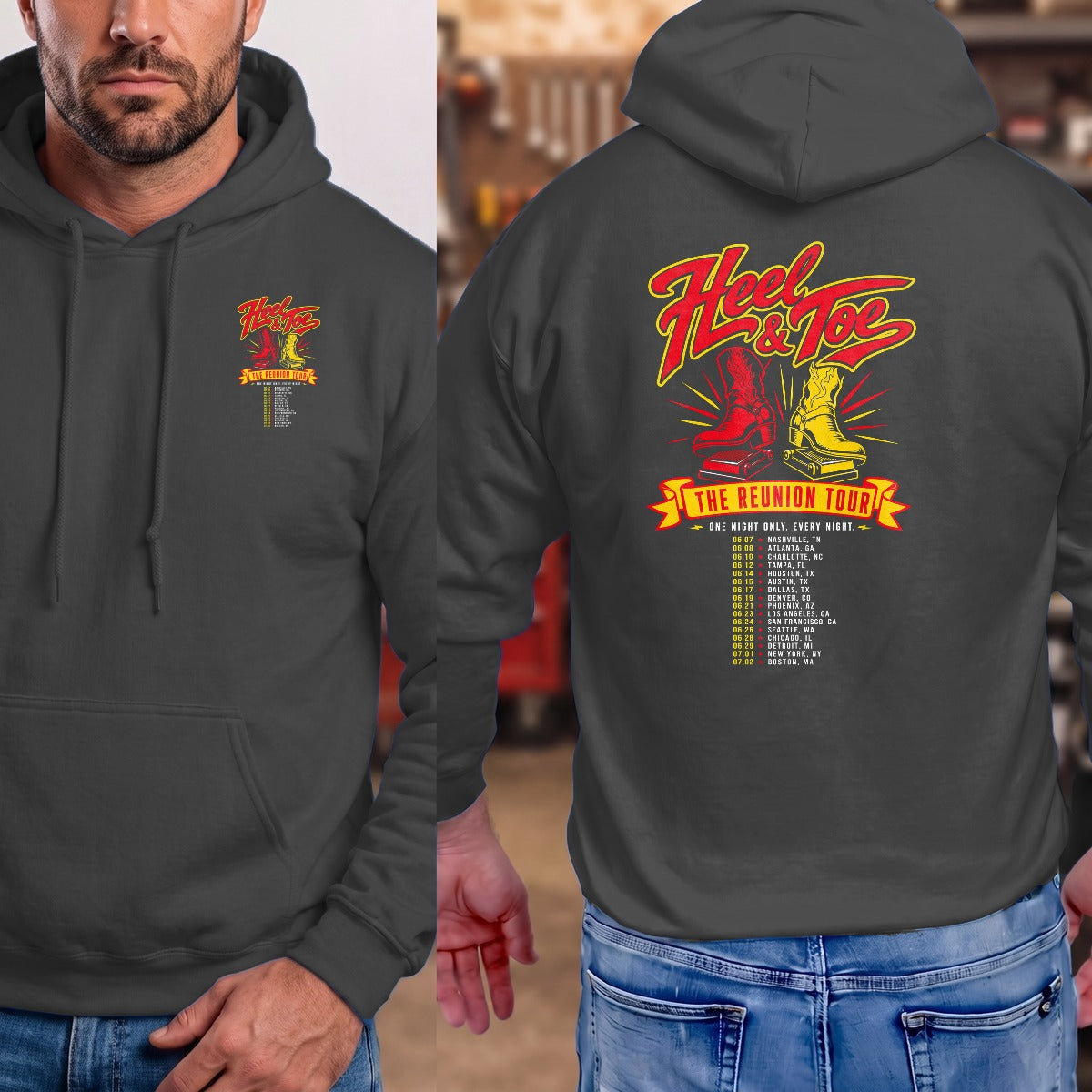 Dark Heather | Left Chest + Back