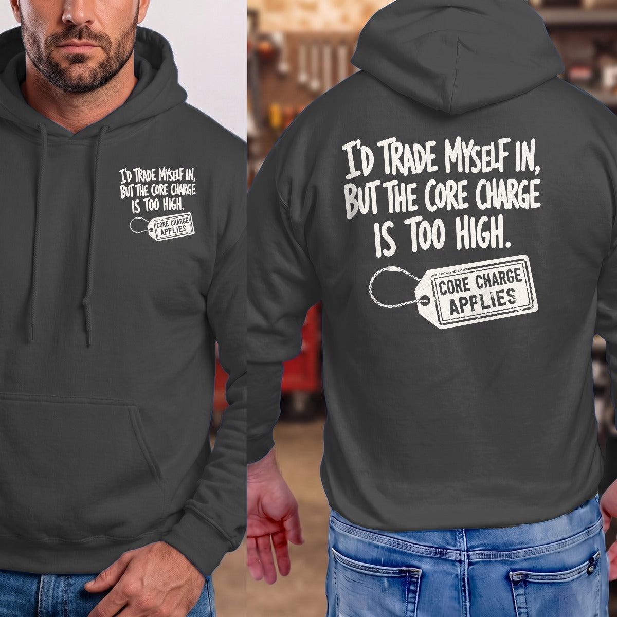 Dark Heather | Left Chest + Back