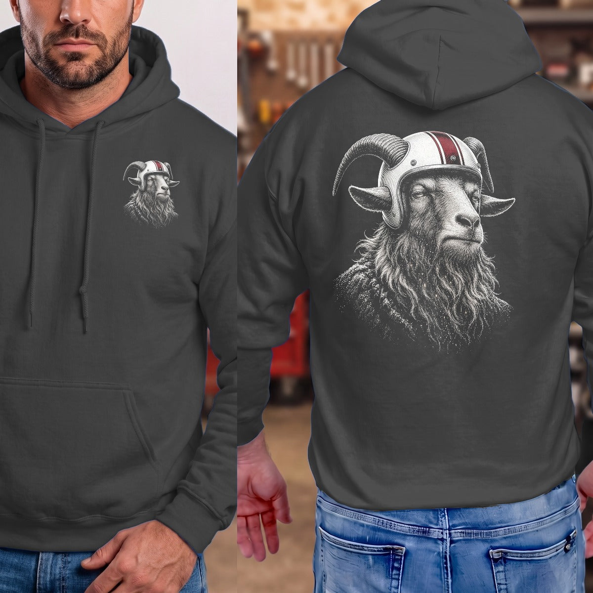 Dark Heather | Left Chest + Back