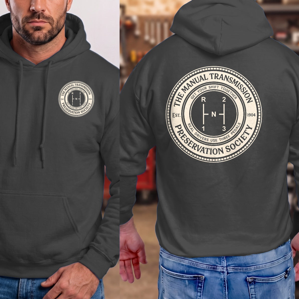 Dark Heather | Left Chest + Back