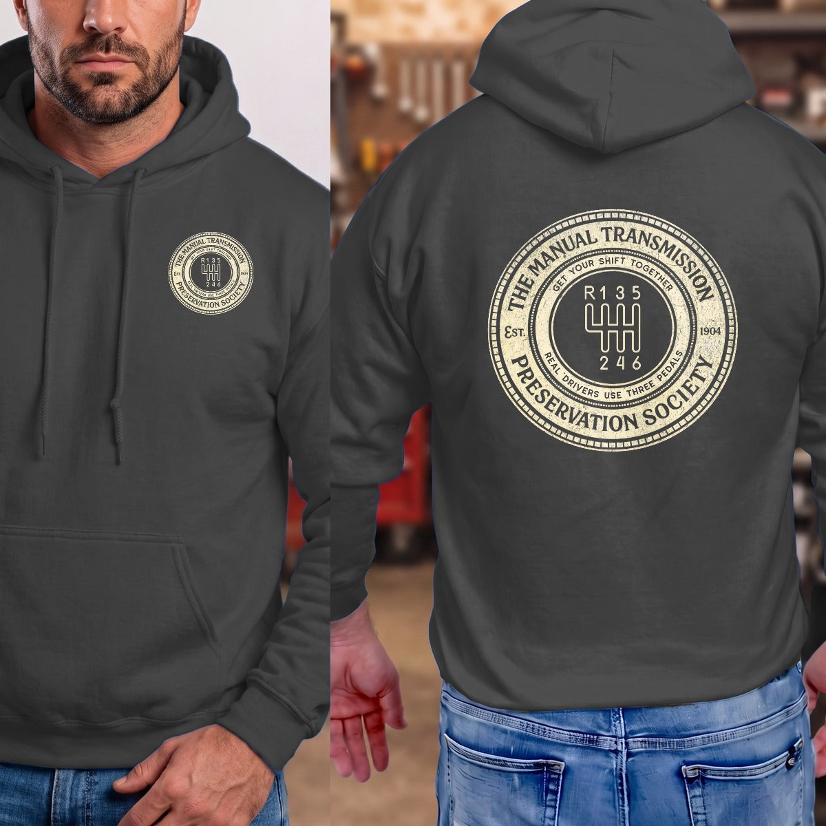 Dark Heather | Left Chest + Back